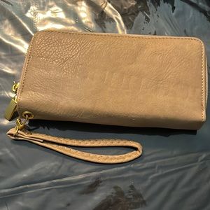 New tan wallet double zipper